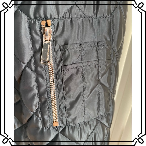 BCBG Generation Diamond Quilted Long Line Bomber Coat w knit collar & cuffs - Picture 5 of 9